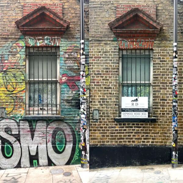 Graffiti and pollution removal from a Shoreditch Victorian property